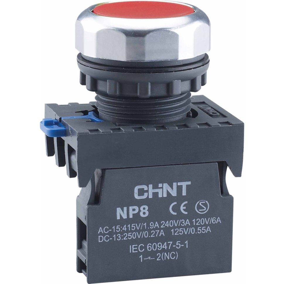 Кнопка управления NP8-11BND/4 с подсветкой, красная, 1НО+1НЗ, АС110В-230В(LED) IP65 (R)