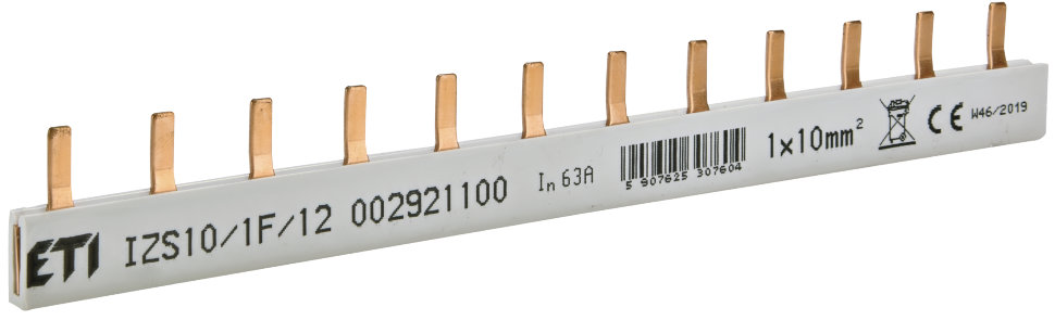 Шина питания IZS 10/1F/12 (10мм2, 1P, 0.21м, Pin, 12mod.)