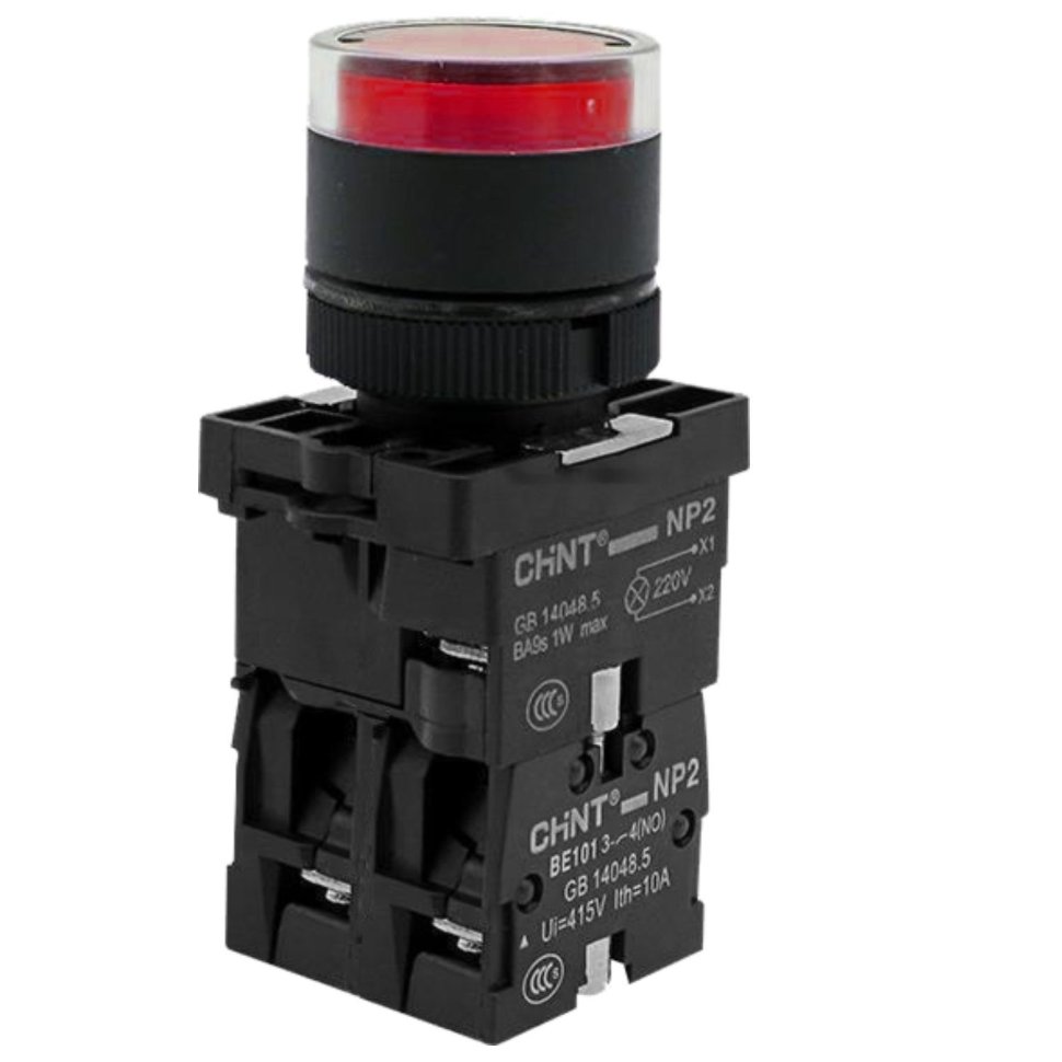 Кнопка управления NP2-EW3465 1НО+1НЗ красная AC/DC230В(LED) IP40