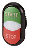 M22-DDL-WS-GB1/GB0 Двойная кнопка с сигнальной лампой с обозначением "start", "stop", цвет белый/черный