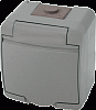 Розетка 3-я с з/к Schuko RHE-3sd-SR (серая/прозрачн. крышка, IP54)